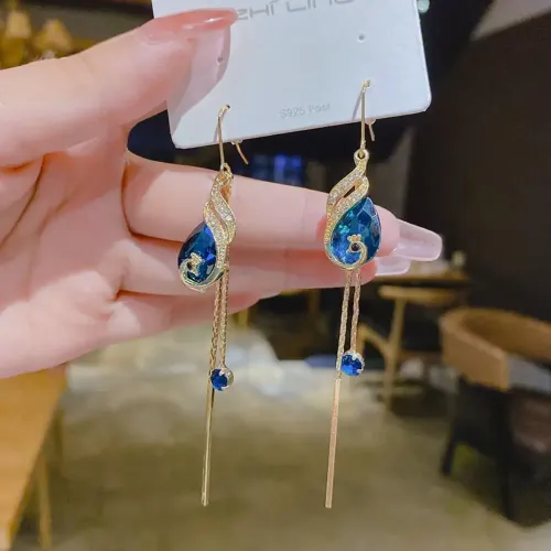 Alloy Phoenix Crystal Tassel Earrings Ear Acupressure Onyxtone Lymphatic Magnetotherapy Earrings Piercing Ear Accessories
