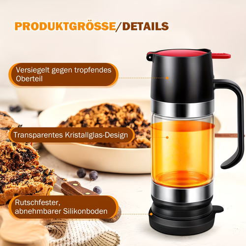 Glass Honey Dispenser, Drip-Proof Honey Jar with Handle