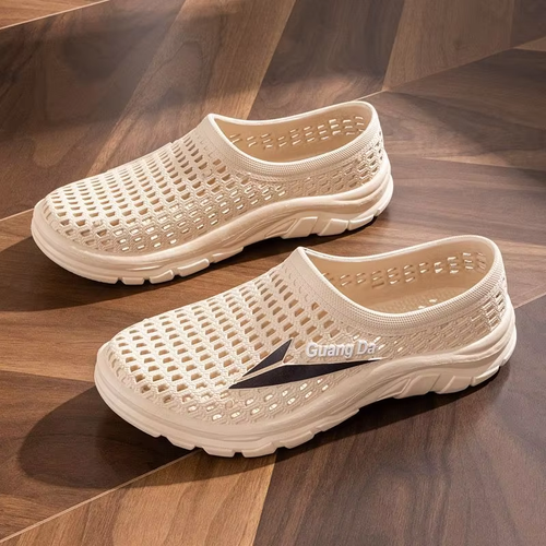 Men's Summer Thick Bottom Anti-slip Breathable Driving Outdoor Beach Sandals Comfortable Casual PVC Material Slip-On Shoes