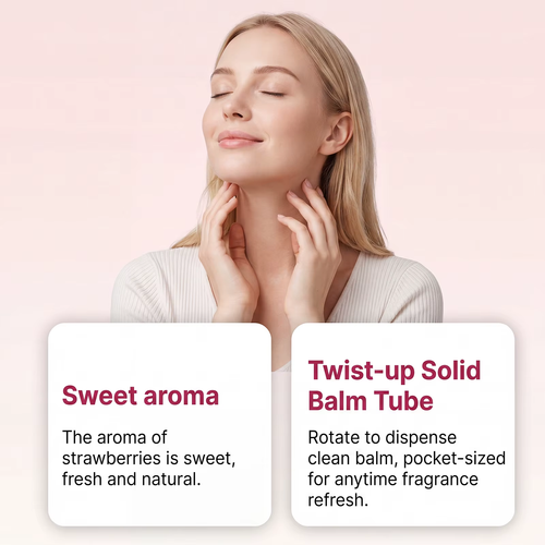 3pcs Strawberry Solid Perfume Stick Lasting Fragrance Gentle Skin Friendly Portable Pocket Solid Balm For Daily Out Dating Women Men