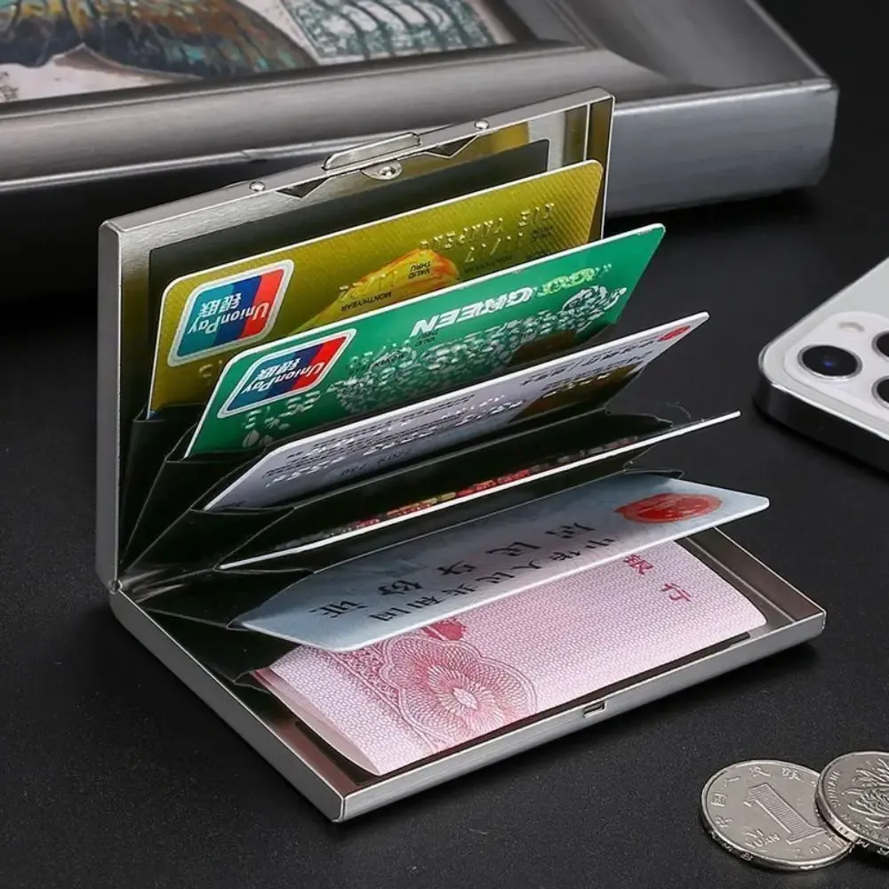 10 Slots Stainless Credit Card Holder Men Slim Anti RFID Travel ID Cardholder Debit Box Women Wallet Metal Case Porte Carte