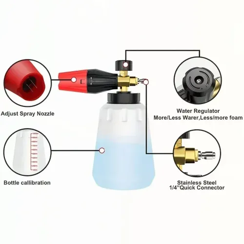 High Pressure PA Foam Cannon Adjustable Foam sprayer Snow Foam Gun Car Washing Accessories Cleaning Kit for Pressure Washers