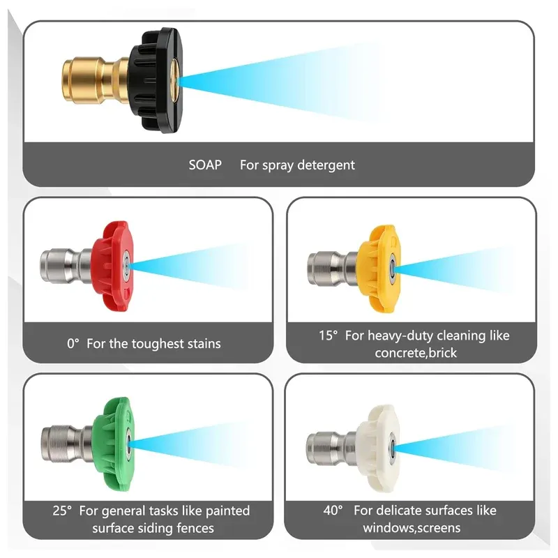 6PCS Garden Hose Shut Off Valve to Pressure Washer Adapter,  Quick Connect, Car Washing Nozzle
