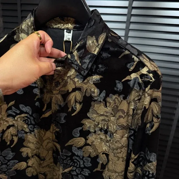 Black and gold acetate velvet shirt