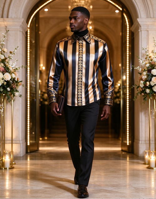 Flip collar slim fit button printed shirt