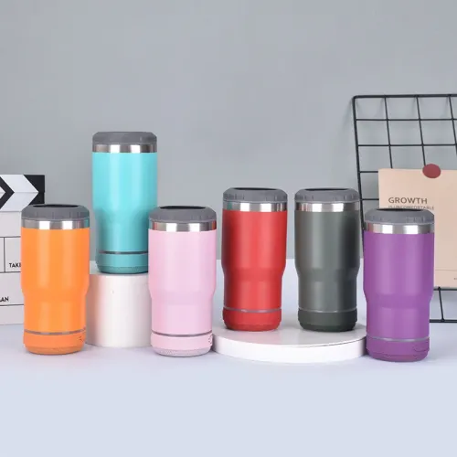 14oz double layer car cup Bluetooth speaker beer thermos stainless steel beer cooling cup vacuum flask