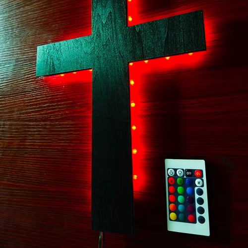 Creative Cross Night Light USB Colorful Remote Control Creative Wall Lamp Home Decoration Lighting Fixture Cable 2 Meters