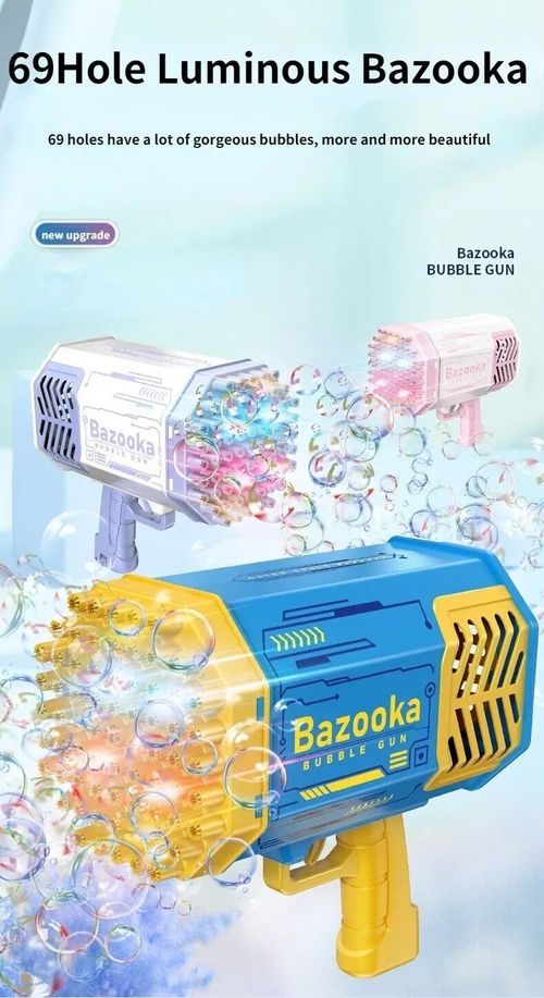 Holes Bubble Bazooka Machine Gun LED Light Bubble Blaster Toy Summer Outdoor Playing Activity Party Wedding Birthday Gift