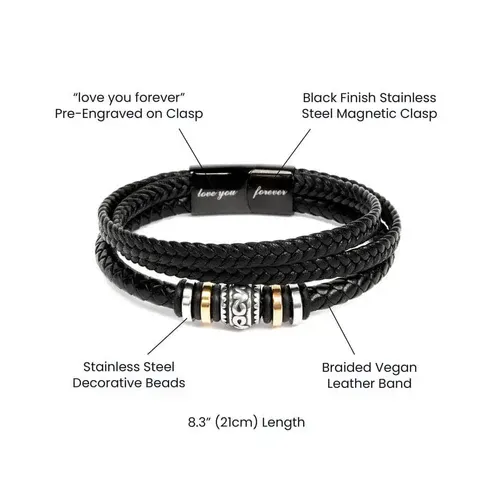 Stainless steel engraved Love you forever men's bracelet
