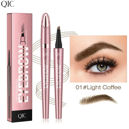 Four Tip Eyebrow Pen  Available in Black Coffee Gray (4 Shades) Liquid Formula Waterproof Long Lasting Natural Looking Finish Sweat Resistant Smudge Proof Beauty Makeup Essential.