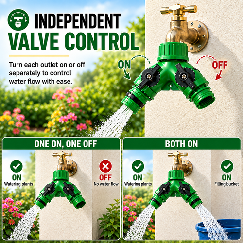 5pcs Y-Shaped Connectors Garden Three-way Faucet Hose Diverter Garden Hose Watering Fittings Adapter with Adjustable Switch Valve