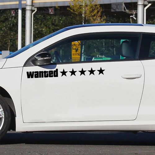 4-Pack Set – Wanted 5-Star Car Stickers
