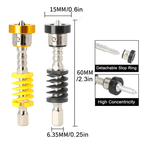 5pcs Spring-Loaded Positioning Screwdriver Bits PH2 Magnetic Stop Screws Locating Batch Head Drilling Tool For Power Drills