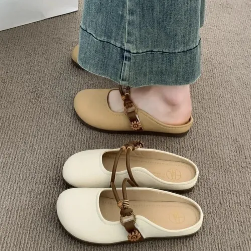 2026 New Summer Versatile Mary Jane Flat Sandals Women's Outdoor Woven Soft Sole Footwear