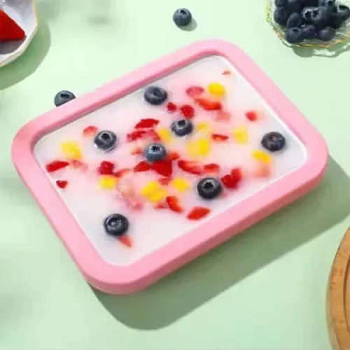 Pink Square Fried Yogurt Machine Kisd Ice Cream Roll Making Tool Mini Yogurt Roll Ice Cream Machine