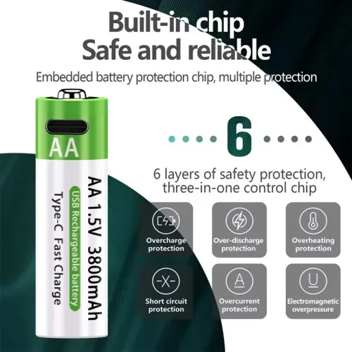 NEW 3800mAh 1.5V Lithium-ion AA USB Rechargeable Batteries with Data Cable and Storage Box