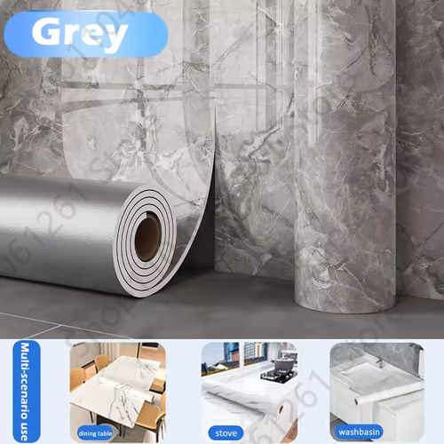 40cmX300cm PVC Waterproof 3D Marble Wallpaper Self Adhesive Removable Wall Stickers for Kitchen Bathroom Tile Decoration