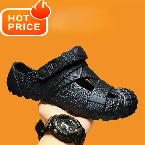 Men's Summer Fashionable Casual Breathable Comfortable Low Cut Slip-On EVA Sandals Foot Covering Slippers Slip-On Shoes