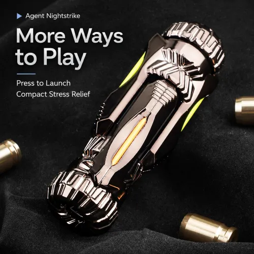 One Touch Fire Eject Mini Stress Relief Launcher Alloy Toy Gun with Target Shell Plastic Bullets UV Flashlight Fidget Spinner