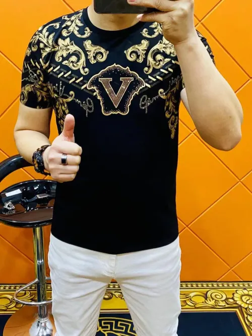 Men's Slim Fit T-irt Comfortable Thin f Sve Faionable Bla Cotton Polyester round Ne ort Sve T-irt