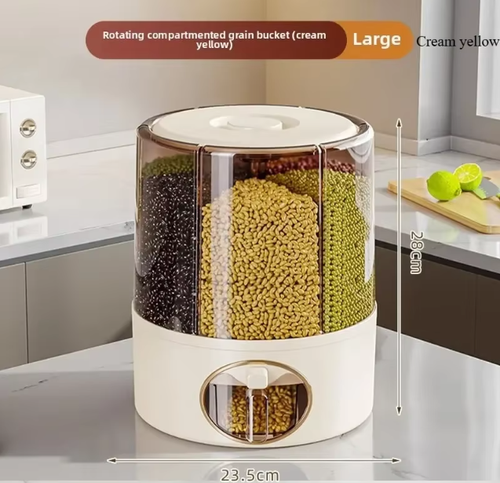 Large capacity Rotary Rice Bucket Household Grains Storage Box Insect-Proof Moisture-Proof Sealed Rice