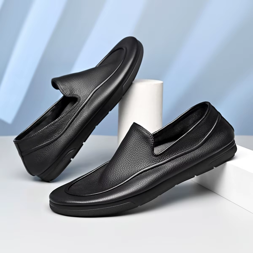 Men's soft-leather casual business shoes—breathable, thin-soled, and suitable for summer.