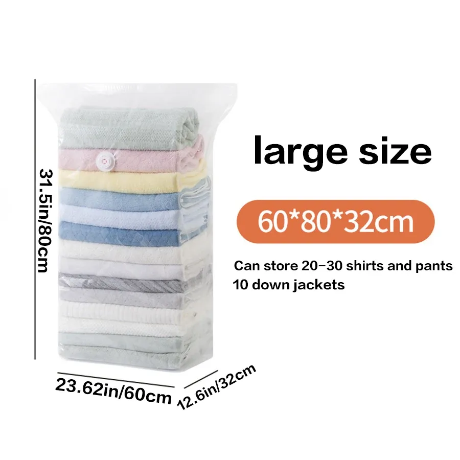 5PCS Vacuum Compression Bag, No Need for Pumping, Clothing Storage Bag, down Jacket and Cotton Quilt Vacuum Storage Bag