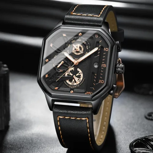 Business Luxury Big Dial Leather Men Watch