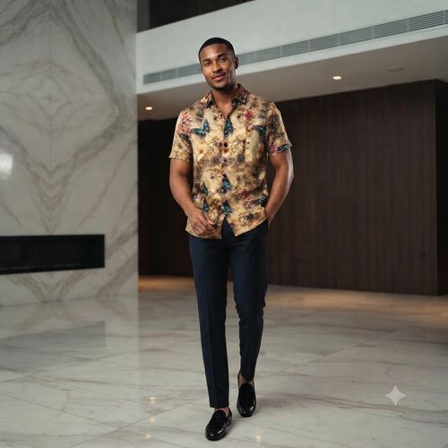 Men's Acetate Shirt with Bow Detail