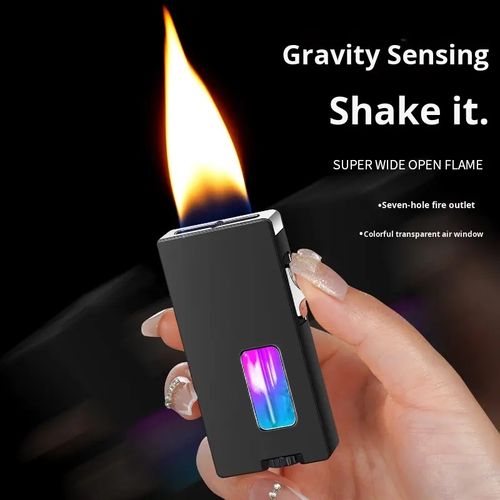 BLACK Seven hole shaking ignition gravity sensing metal lighter
