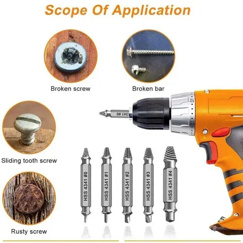 Stripped Broken Screw Remover, 6 Counts Set Easy Out Bolt Extractor
