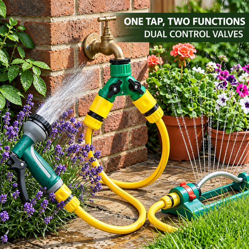 5pcs Y-Shaped Connectors Garden Three-way Faucet Hose Diverter Garden Hose Watering Fittings Adapter with Adjustable Switch Valve