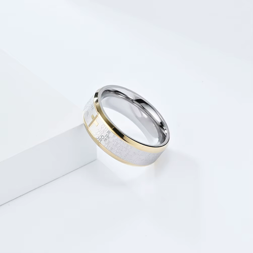 Vintage Cross Scripture Ring Fashionable Men's Stainless Steel Prayer Talisman Rings Catholic Faith Jewelry Gifts