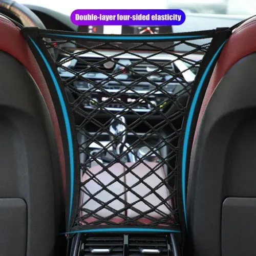 Car Storage Net Bag Between Seats Car Divider Child Safety Net Pet Barrier Elastic