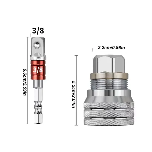 1SET Universal Swivel Socket Joint,3-8 Square Drive Drill Bit Extension Rod, Multi-Angle Flexible Socket Adapter