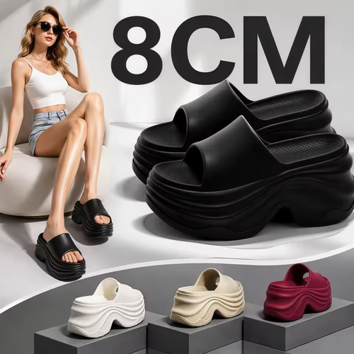 Increased Height Thick Heel Slippers  Sole Anti-Slip Women's Slippers Anti-odor Step Sensation EVA Cool Slippers