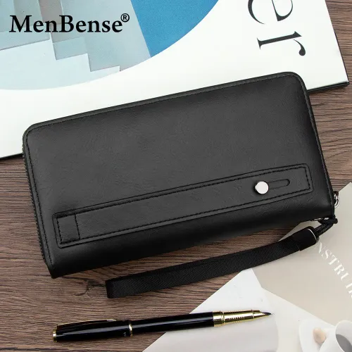 PU leather men's wallet, large capacity lock clip, loose card holder, can hold mobile phones