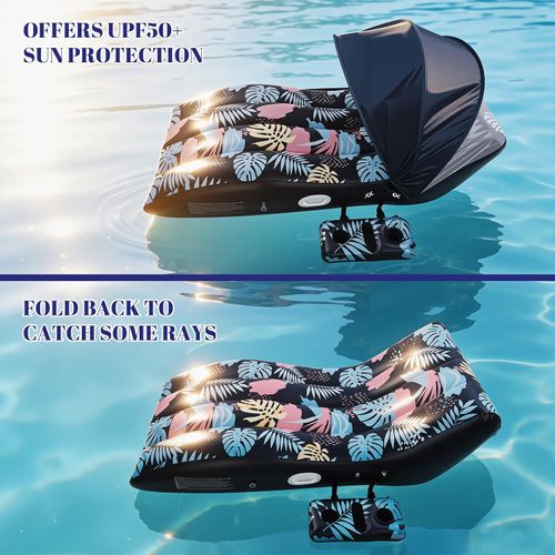 Inflatable bed with sunshade and backrest