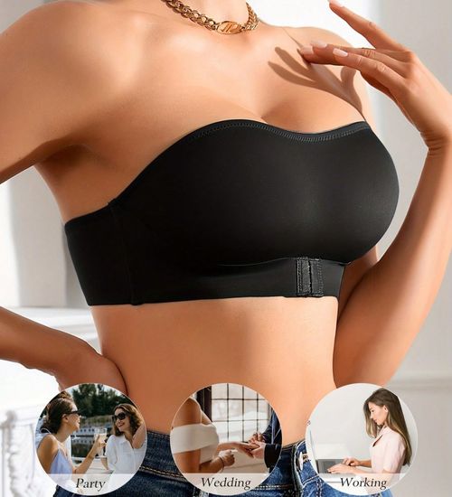 Women's Strapless  Seamless Front Button Bra Comfortable Smooth Underwear