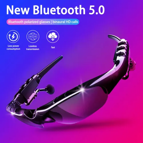 Wireless Audio Smart Sunglasses – Bluetooth Sport Glasses with Built-In Earbuds, Flip-Up Tinted Lens, Hands-Free Calls & Music, Adjustable Fit for Men & Women