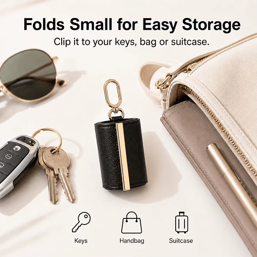 Portable Mini Keychain Foldable Shopping Bag – With Key Ring, Expandable