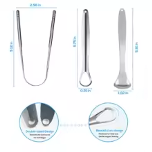 Premium 1pcs 3pcs Metal Tongue Scraper Cleaner for Adults Kids Portable Stainless Steel Tongue Scrapers Brushes for Removing