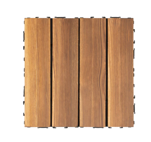 10 Pcs Patio Deck Tiles Wood Plastic Composite Interlocking Decking Tiles for Indoor & Outdoor Waterproof Brown
