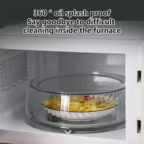 10inch Microwave Food Cover Serving Plate Cover Microwave Splatter Cover Transparent With Handle Fresh Keeping Microwave Cover