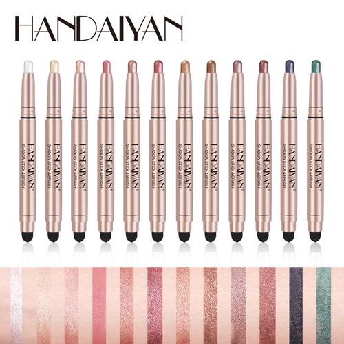 12 color double-ended eye shadow stick set pearlescent matte fine shimmer highlight brightening