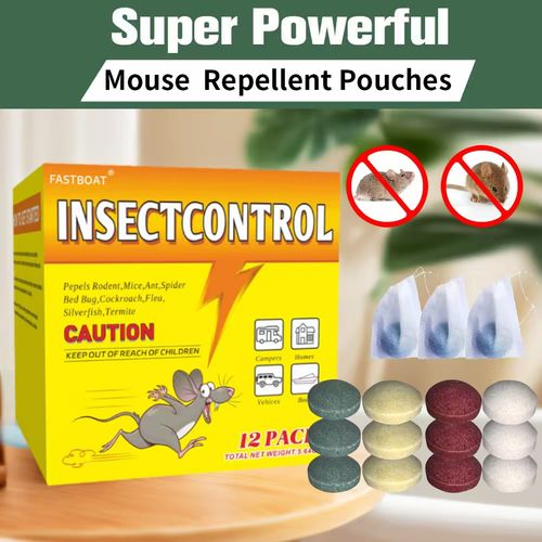 Mouse Rodent Repellent, 12 pcs  Mice Repellent for Squirrel Rats Spider Pests, Natural Deterrent for Kitchen, Warehouse, Car, Indoor, Outdoor