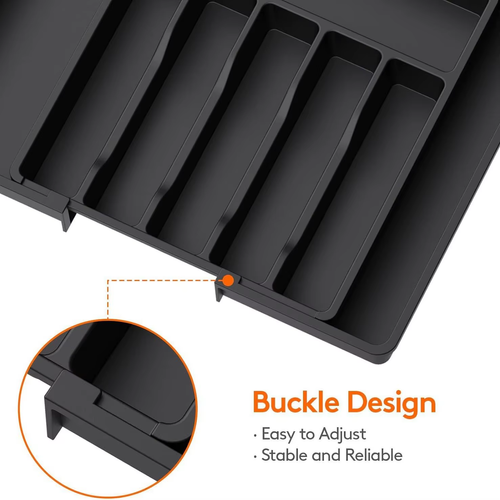 Multi Compartment Expandable Kitchen Drawer Organizer Plastic Cutlery Tray Silverware Utensil Storage Divider for Flatware