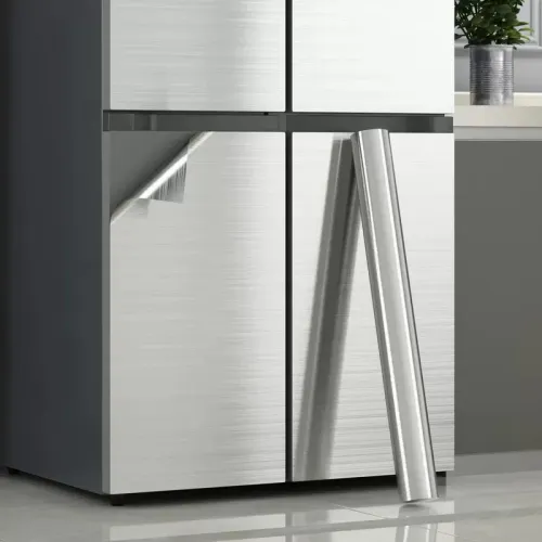 2 pcs  PVC Stainless Brushed Silver Removable Wallpaper Decor Film Vinyl Waterproof Oil-proof House Appliance Kitchen Elevator Sticker