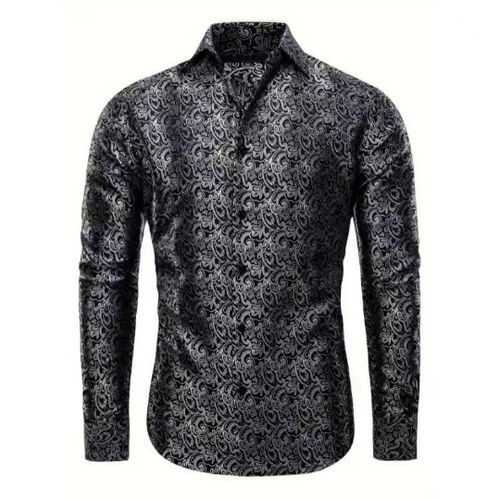 Loose-Fit Long-Sleeve Casual Collared Shirt