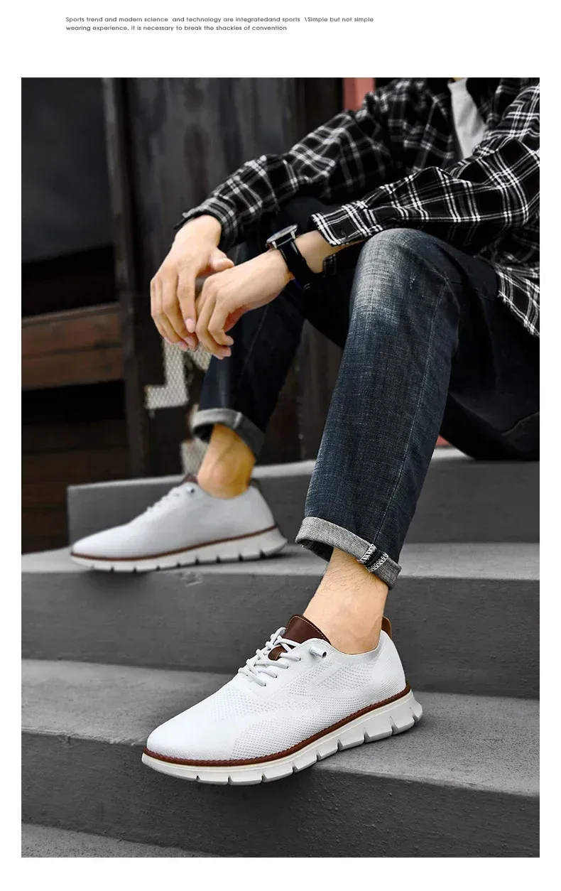 Men Casual Shoes Classic Breathable Brogue Flats Cushioning Color Blocking Design Dress Shoes Versatile Sneakers lightweight